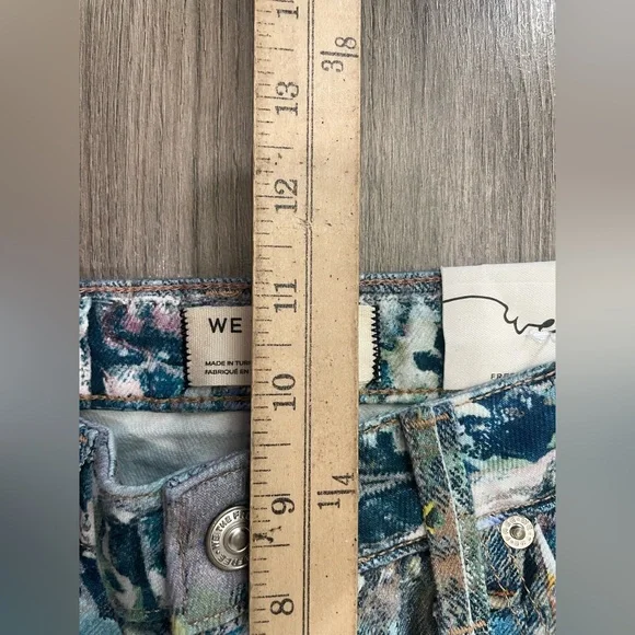 Free People Tennessee Low Rise Illusion Jeans Floral Canvas Paint Splatter Sz 28 - Picture 10 of 11